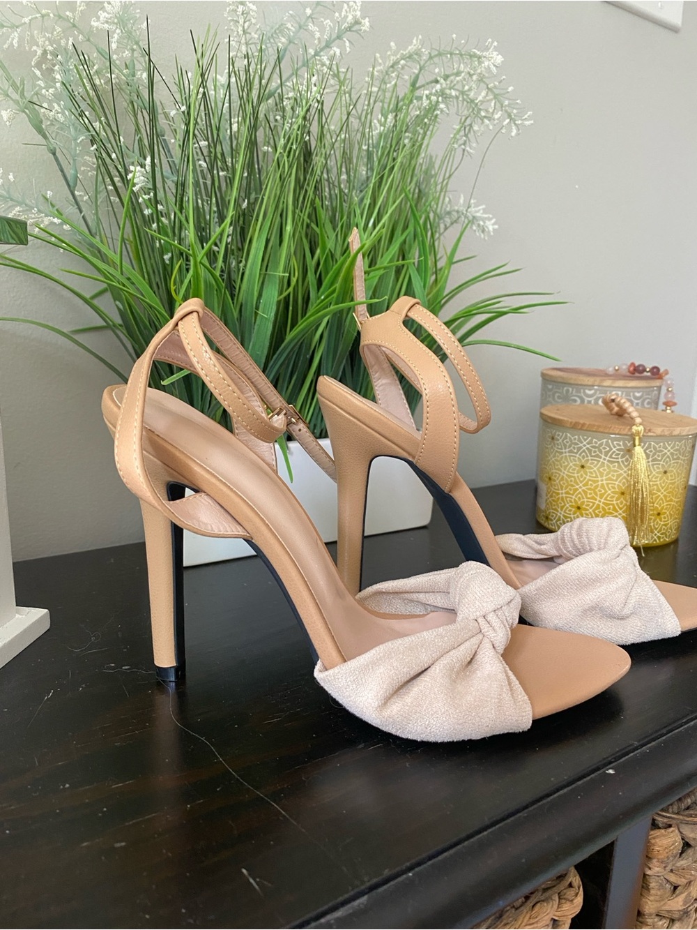 Suede Knot High Heels